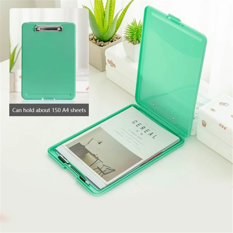 A4 File Box Organizer Case Office Document Storage Box Stackable Desk Storage Box Holder - Green