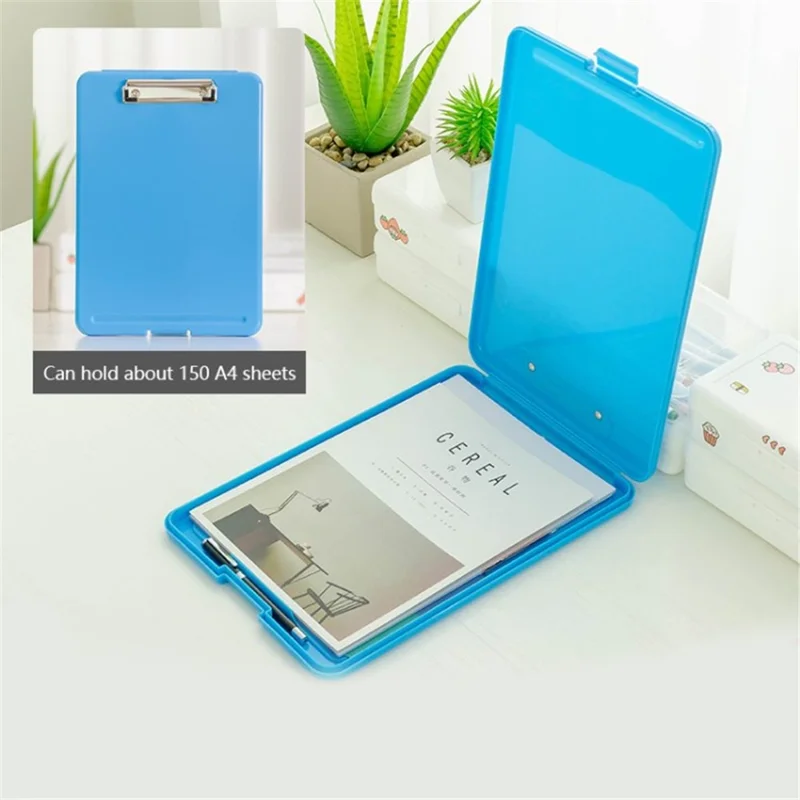 A4 File Box Organizer Case Office Document Storage Box Stackable Desk Storage Box Holder - Sky Blue