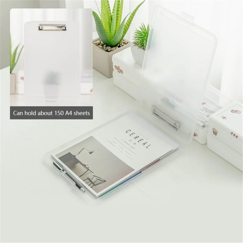 A4 File Box Organizer Case Office Document Storage Box Stackable Desk Storage Box Holder - Transparent