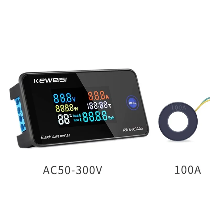 KEWEISI AC 50-300V Voltmeter Ammeter 0-100A KWS Power Energy Meter LAC Power Electricity Meter - AC300-100A