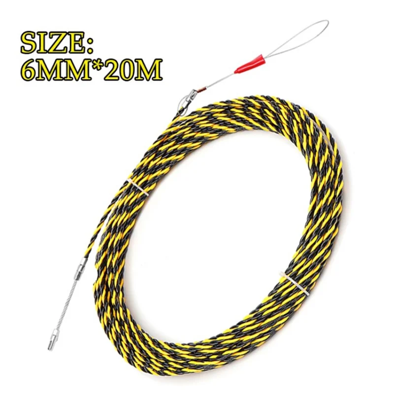 6mm Electric Cable Puller Fish Tape Guide Electrical Wire Construction Tool - 20m