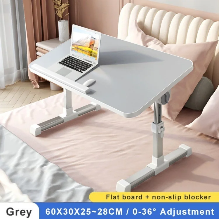 Folding Lap Desk Multi-functional Adjustable Gaming Computer Study Bed Table - White / Flat Board+Non-slip Bar