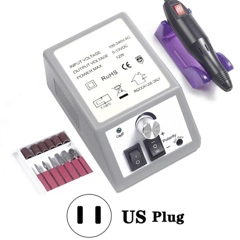 Electric Nail Drill Machine Manicure Tool Drill Bit Set Pedicure Machine Nail Art - Grey / US Plug