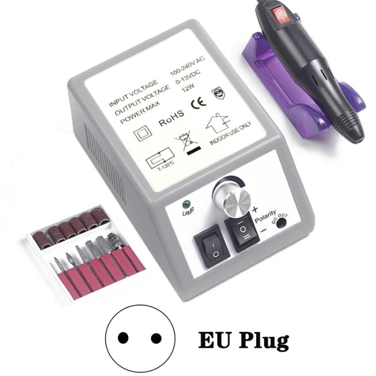 Electric Nail Drill Machine Manicure Tool Drill Bit Set Pedicure Machine Nail Art - Grey / EU Plug