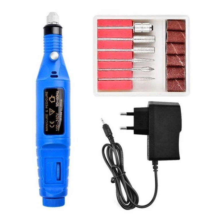 20000rpm Nail Drill Machine Electric Nail Files Manicure Gel Polish Remover Nail Art Tool - Blue / EU Plug