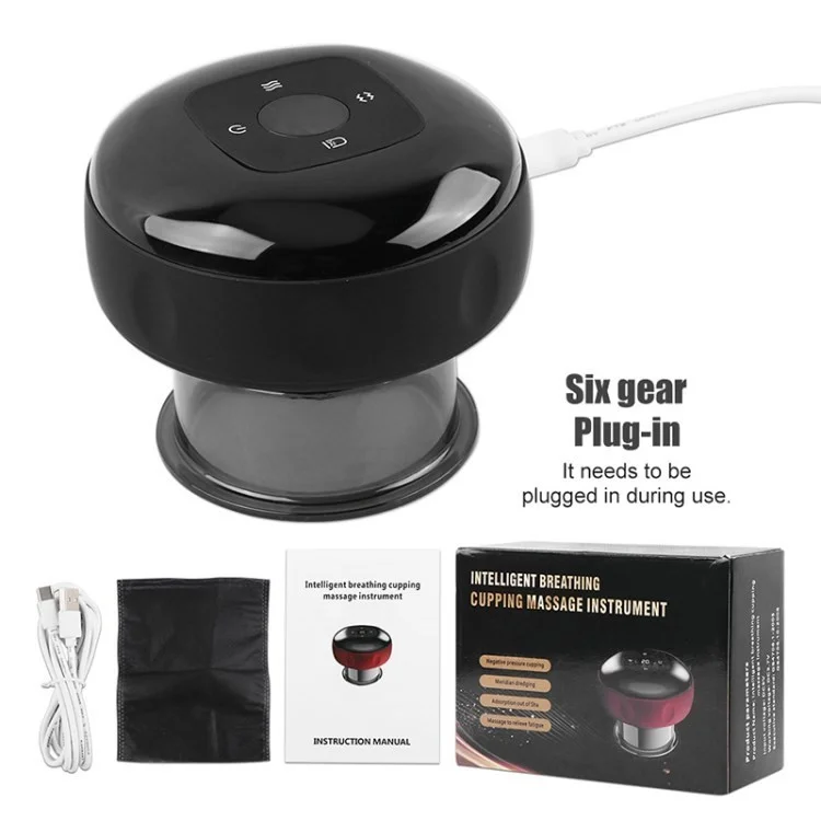 Vacuum Therapy Machine Cellulite Remover Back Massager for Pain Relief Gua Sha Scraping Massage Tool - Black