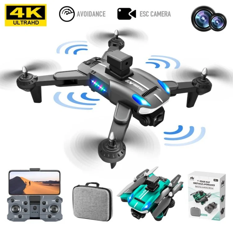 XKJ K8 4K Dual Lens Drone RC Quadcopter 50x Zoom Aerial Photo Aircraft APP Control Airplane  with 2 Batteries - Black