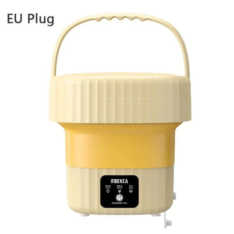 Inbekea Rly-j01 X09 Mini Machine à Laver Bodet Pliable Léger Pour Les Voyages en Camping - Jaune / Bouchon ue
