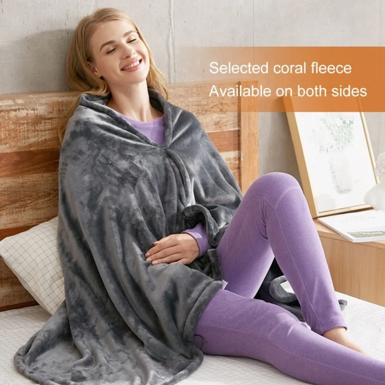 Couverture Chauffée Douce Confortable Chauffage Rapide à la Couverture Électrique Avec 3 Réglages de Chauffage - Gris