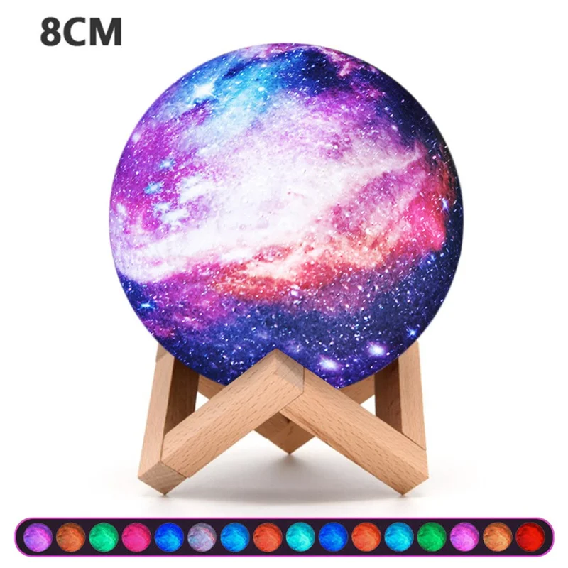 Remote Control 16 Colors 3D PLA Starry Sky LED Moon Lamp USB Rechargeable Moon Light for Birthday Gift - 8cm