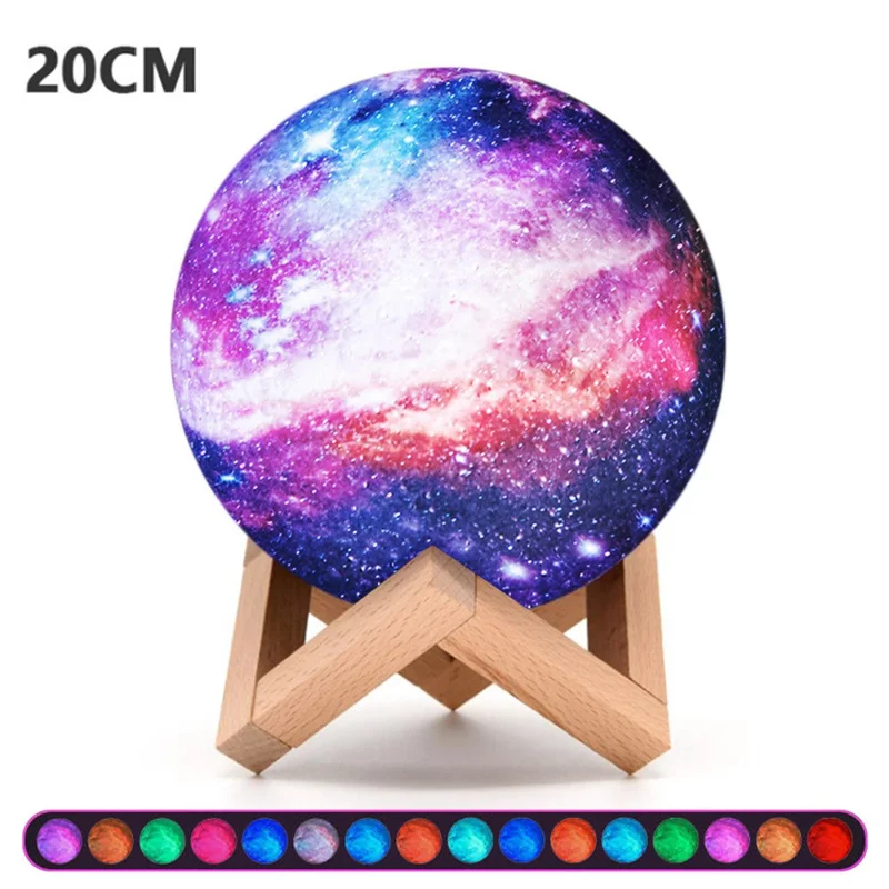 Remote Control 16 Colors 3D PLA Starry Sky LED Moon Lamp USB Rechargeable Moon Light for Birthday Gift - 20cm