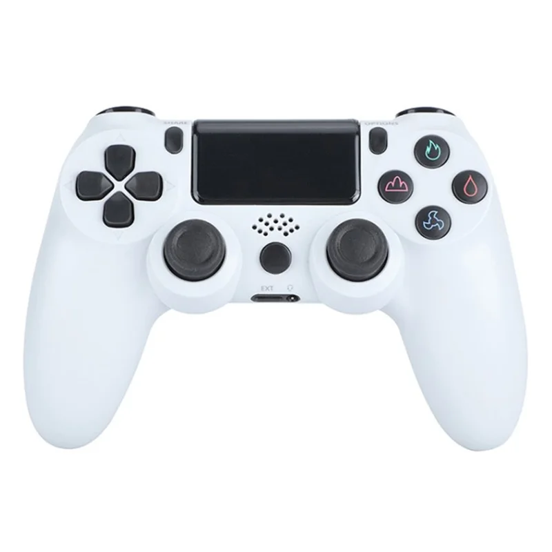 For PS4 Wireless Bluetooth-compatible Gaming Controller Dual Vibration Gamepad with Speaker and Headset Jack - White