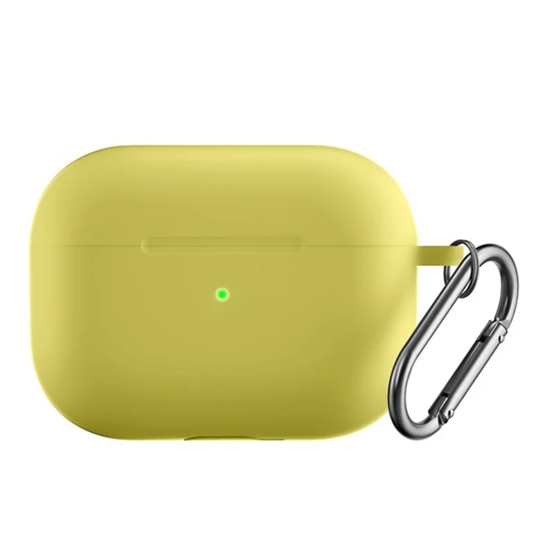 For Apple AirPods Pro 2 Earphone Box Protective Anti-drop Cover Bluetooth-compatible Earbuds Silicone Case with Anti-lost Buckle - Yellow