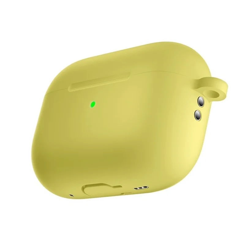 For Apple AirPods Pro 2 Earphone Box Protective Anti-drop Cover Bluetooth-compatible Earbuds Silicone Case with Anti-lost Buckle - Yellow