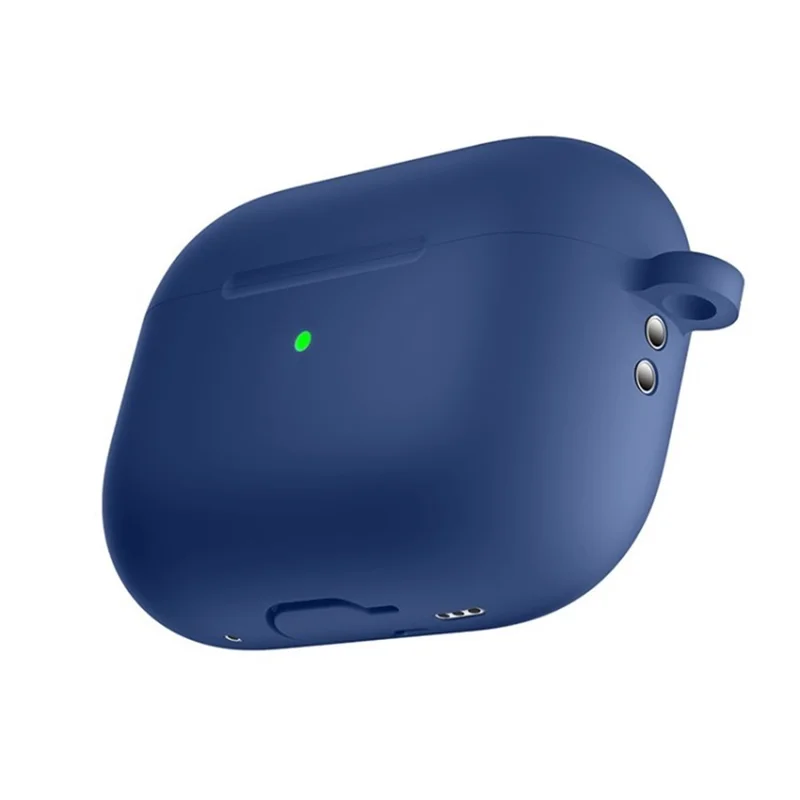 Para Apple AirPods Pro 2 Encontro de Fones de Ouvido Protetor Anti-drop Capa Bluetooth Earbuds Case de Silicone Com Fivela Anti-perdida - Azul Escuro