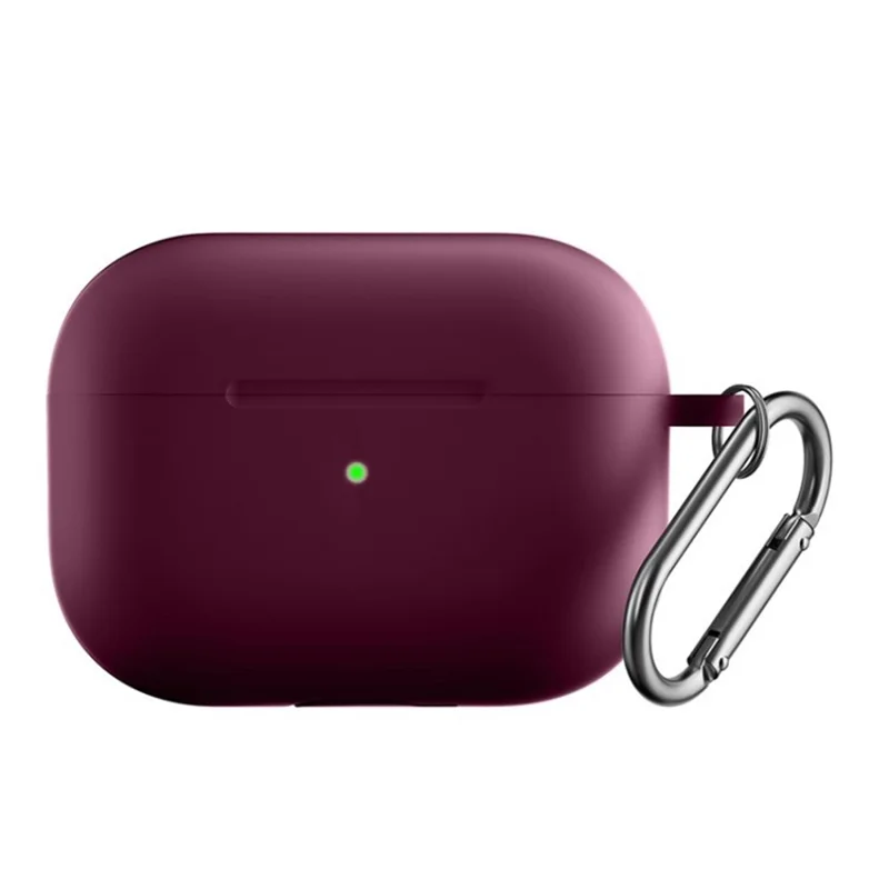 Para Apple AirPods Pro 2 Encontro de Fones de Ouvido Protetor Anti-drop Capa Bluetooth Earbuds Case de Silicone Com Fivela Anti-perdida - Vinho Vermelho