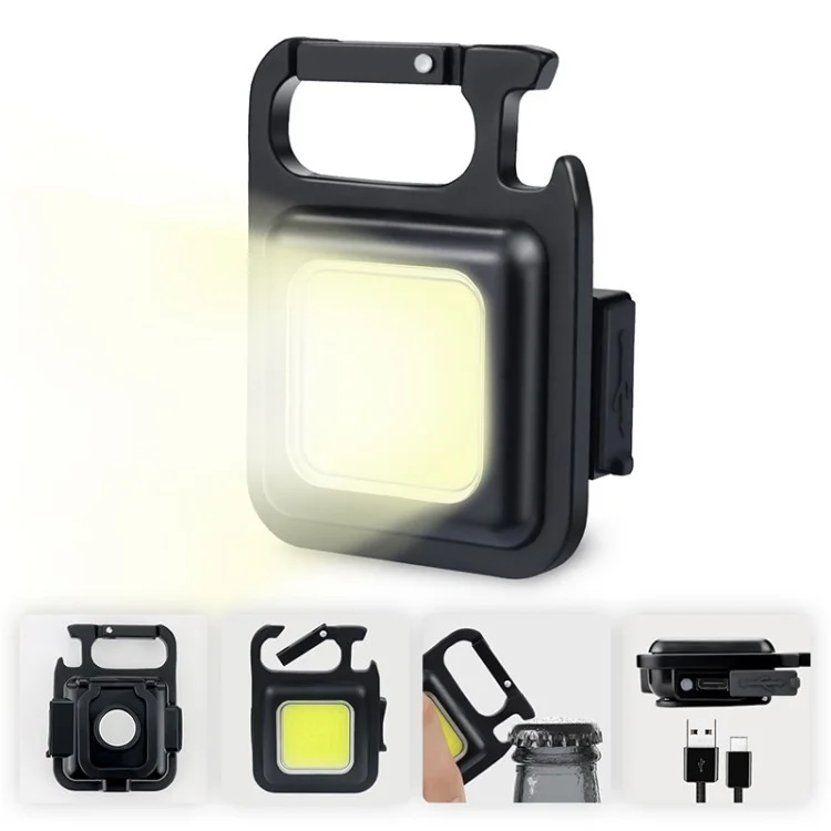 BG-3118 Маленький Фонарик 800 Lumens Lumens Bright Rechargable Cob Chackain Flashlight - Черный