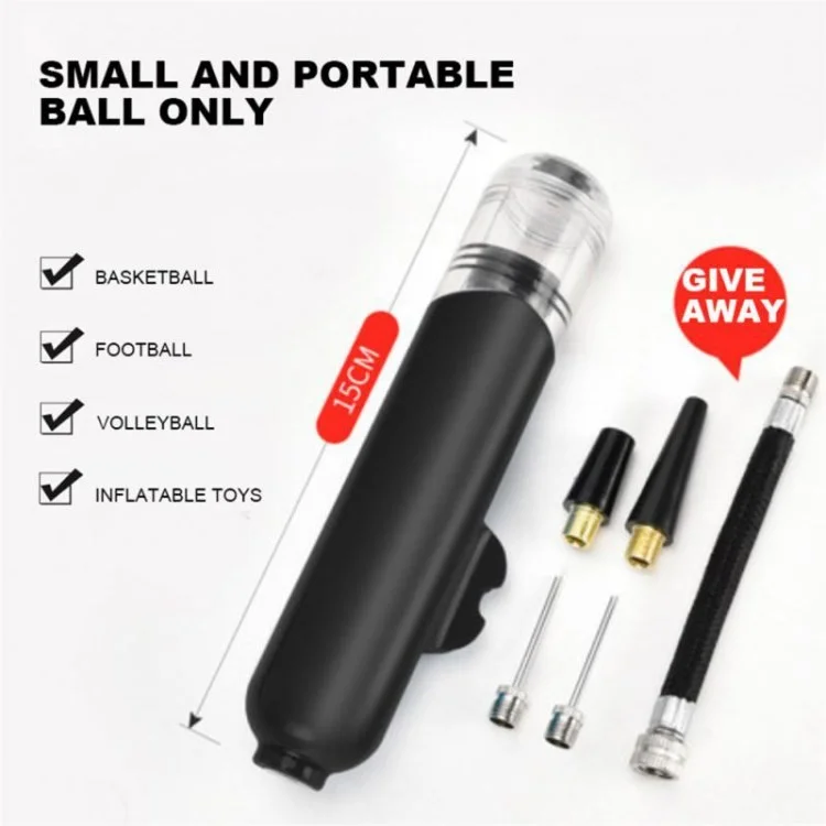BG-H08 Portátil Ball Pneus Inflation Compressor de ar Mini Bomba Manual Para Basquete, Futebol, Vôlei, Futebol, Esportes - Preto