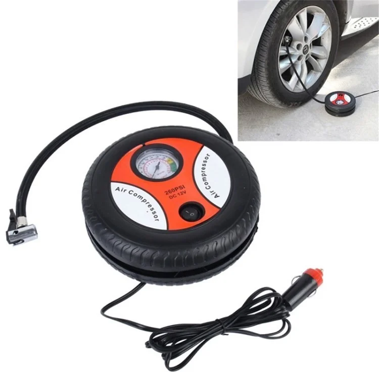 DC 12V 260PSI Portable Car Air Compressor Pump Tire Inflator for Car, Bike, Motorbike - 540 Model