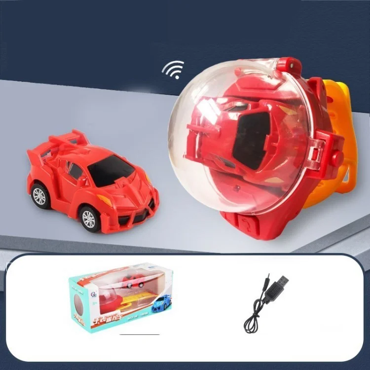 Mini Remote Control Car Watch Toy 2.4 GHz Cute Wrist Racing Car Watch Children Birthday Gift - Red