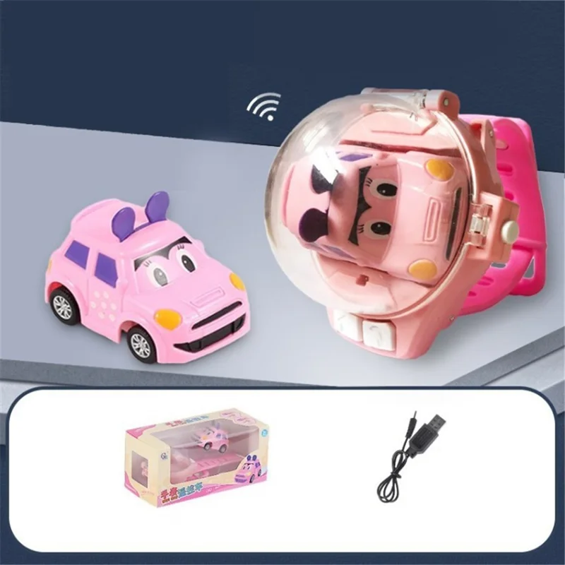 Mini Remote Control Car Watch Toy 2.4 GHz Cute Wrist Racing Car Watch Children Birthday Gift - Pink