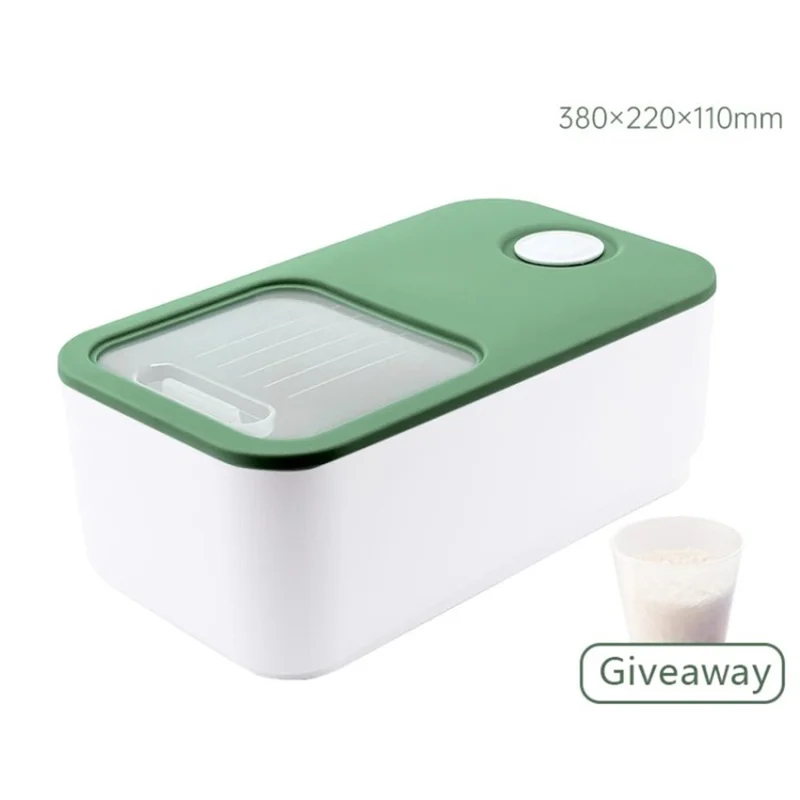 Rice Bucket Flip Top Rice Bin Kitchen Rice Storage Container Rice Storage Box (BPA-Free, NO FDA Certification) - Green / 5kg