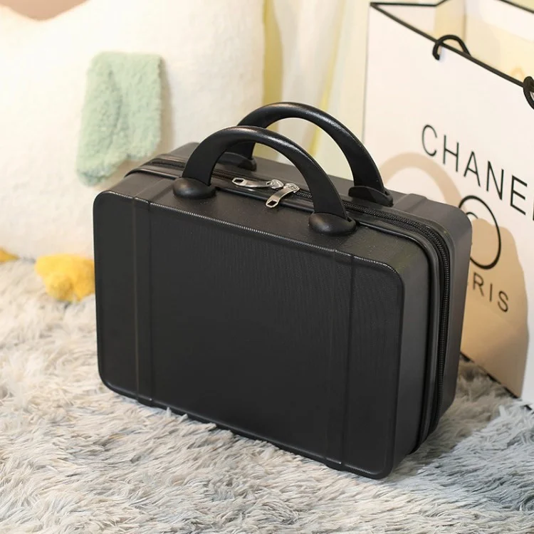 14-Inch Small Suitcase Handbag Lightweight Vintage Cosmetic Case Travel Luggage Case - Black