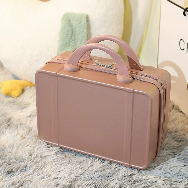 14-Inch Small Suitcase Handbag Lightweight Vintage Cosmetic Case Travel Luggage Case - Rose Gold