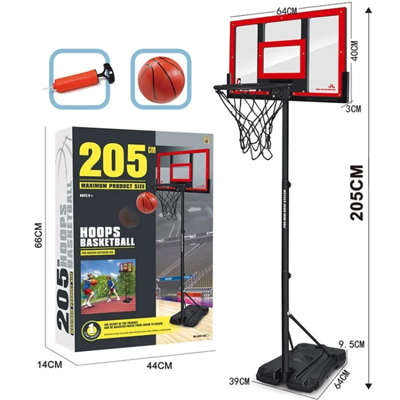 Portable Mobile Basketball Stand Adjustable Height Basketball Shooting Stand Goal for Kids Youth Adults - 2.05m Red