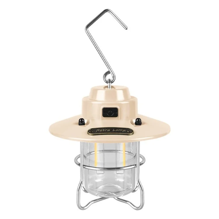 E-SMARTER Y03 Retro Camping Lantern 650mAh Rechargeable Hanging Tent Light Outdoor LED Light for Outdoor Camping Emergency Lighting - Ivory White