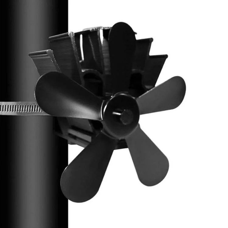 Fan do Fogão a Lenha YL602 4 Blades fã de Lareira de fã de Lareira Fan Movido de Parede Para Lareira Para o Queimador de Madeira de Madeira - Preto