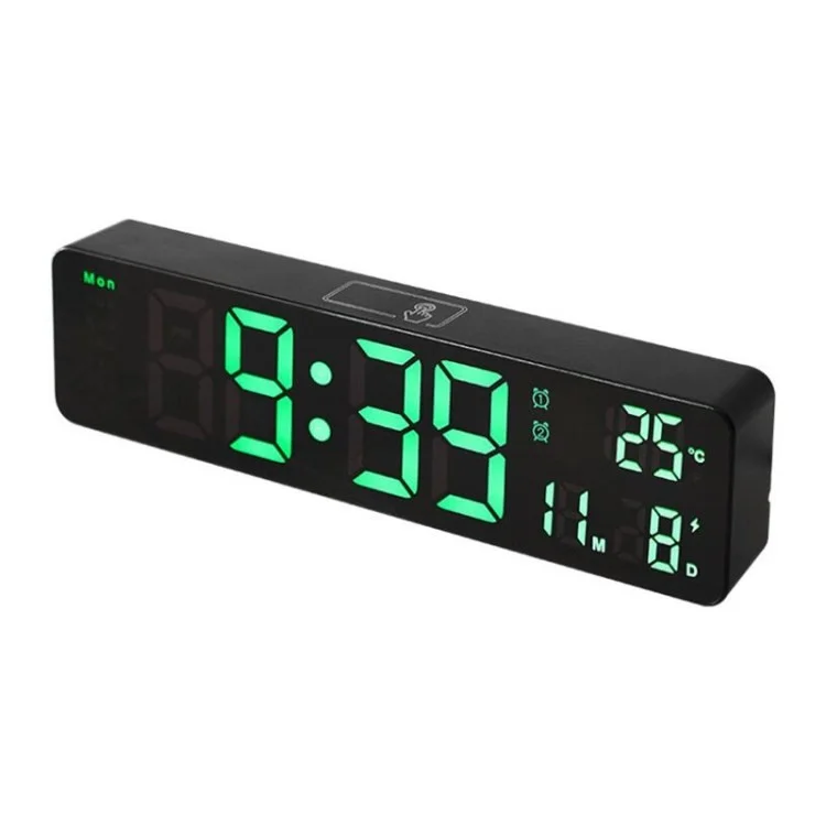 6625D 10in LED Digital Alarm Clock Multifunctional Wall-mounted Clock with Big Number LED Display - Green Light