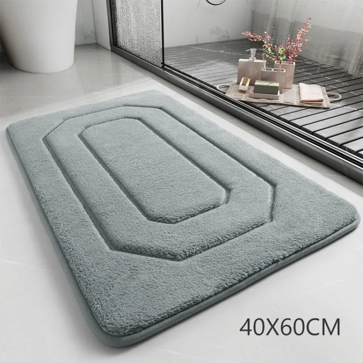 Bathroom Mat Rug Soft Memory Foam Water Absorption Non-slip Door Floor Rug - Grey / 40x60cm