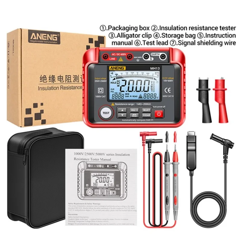 ANENG MH13 Megohmeter Megometro Megometro Digiglestectence Repesance Ohm Tester Meter