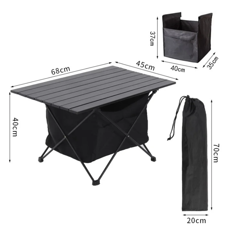 Outdoor Folding Portable Picnic Camping Table Aluminum Roll-up Table with Easy Carrying Bag - Size L Cloth Bag
