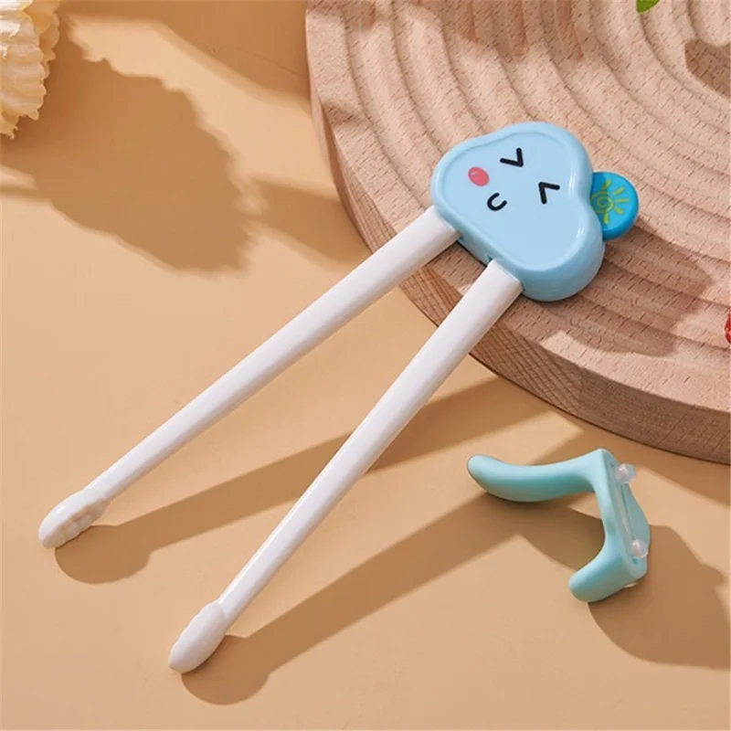 1Pair Kids Training Chopsticks Cute Learning Chopsticks Helper  Reusable Kids Chopsticks (BPA-Free, NO FDA Certification)- Blue