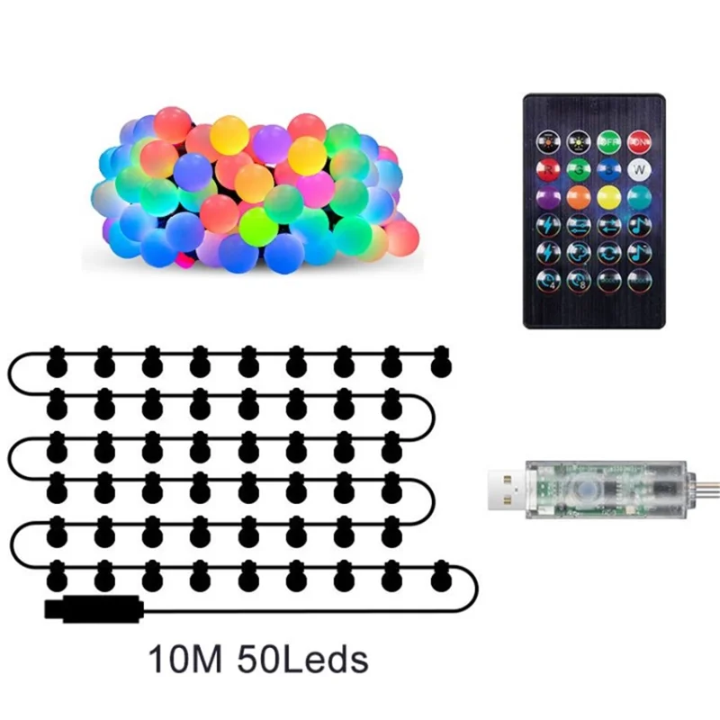 JY-004 LED String Light Waterproof USB Powered APP Remote Control Fairy Light for Bedroom Home Party Festival Decor - 10m / 50 - LED