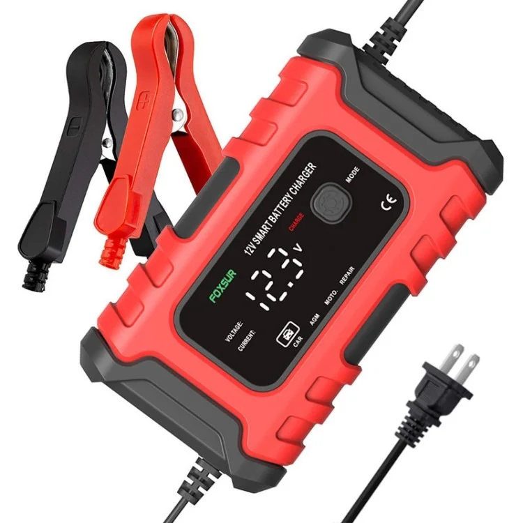 Car Battery Charger 12V 6A Smart Battery Trickle Charger Automatic Pulse Repair Maintainer Desulfator - Red / UK Plug