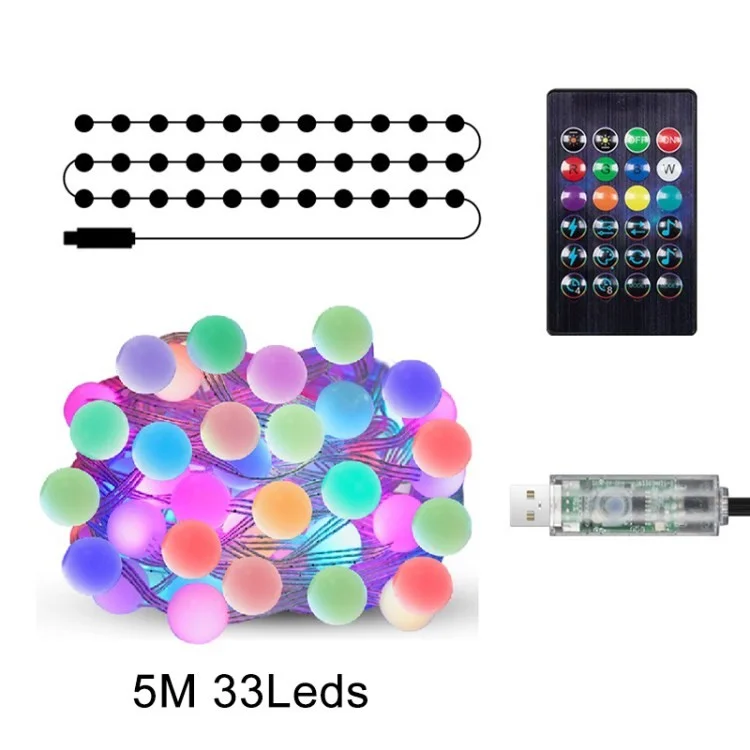 JY-006 Smart String Lights Étanche D'application Contrôle du Globe Fairy Lights Party Holiday LED Decor Bulbes - Fil D'argent / 5m / 33-LED