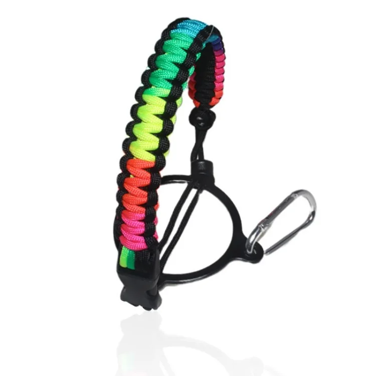 Paracord Handle Strap Paracord Carrier Sobrevivência Cordão Com Carabiner Para 12 a 64 Onças de Água na Boca Larga Garrafas - Colorido+lado Preto