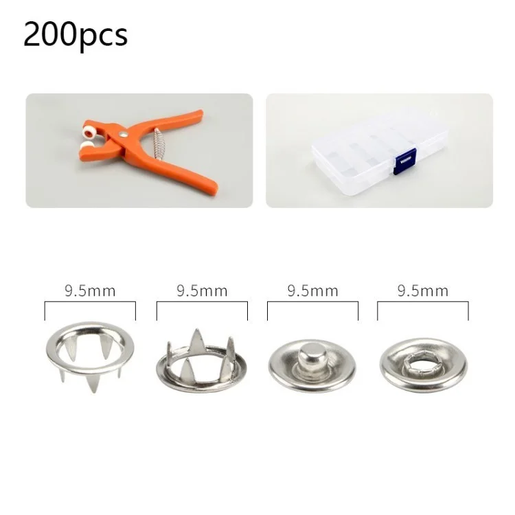 9,5 mm mm Gernello Metallico Set di Occhielli Set Occhiello Foro Punzonatura Kit Kit Utensile Per Cinghia di Vestiti in Pelle - 200 Pezzi