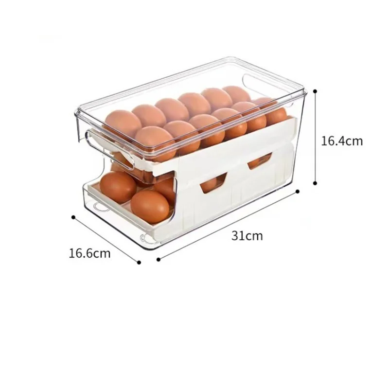 Egg Holder for Refrigerator 2-Layer Large Capacity 24 Egg Container Storage Box Organizer Bin (BPA-Free, NO FDA Certification) - White