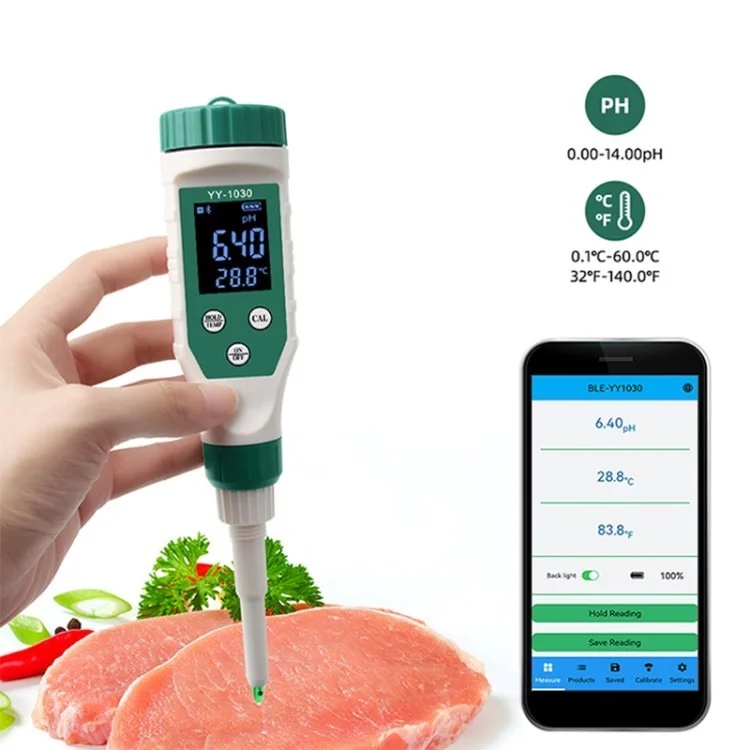 Smart Digital Smart Bluetooth PH Meter PH Tester High Accuracy PH Meter Kit with Backlit LCD Display - YY-1030