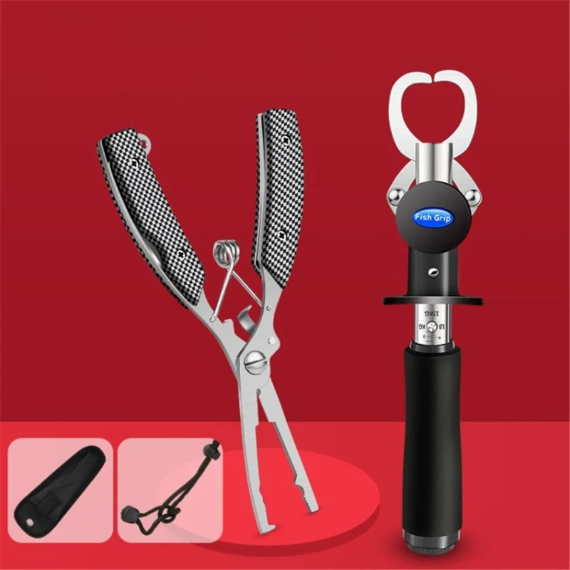 Fish Lip Gripper with Fishing Pliers Combo Multi-Function Fish Plier Hook Remover Fishing Gear Tools - Style D + Pliers