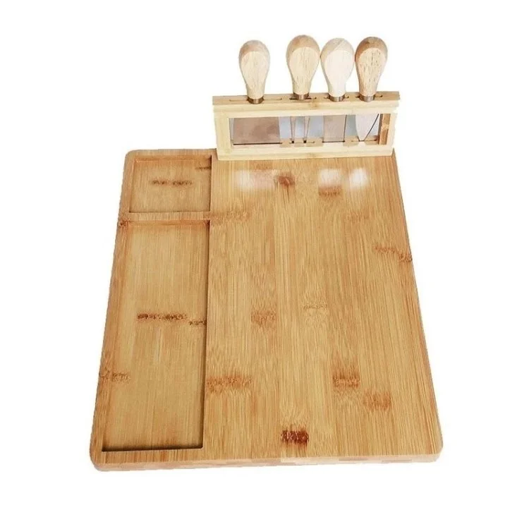 Bamboo Cheese Board Set Set Charcuterie Food Forming Tray Tray Tray Tray Tray Runting Board Platter (без Bpa, Без Сертификации Fda) - 36x28x1,7 см
