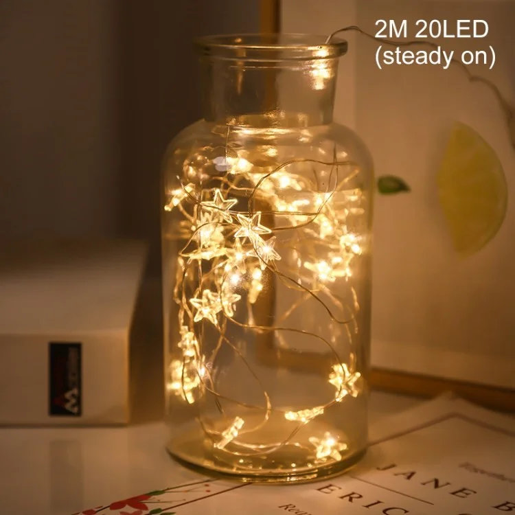 Fairy String Lights Battery Powered LED Star Decorative Lights for Rooms Christmas Wedding - Yellow Light (Steady on) / 2m 20 - LED
