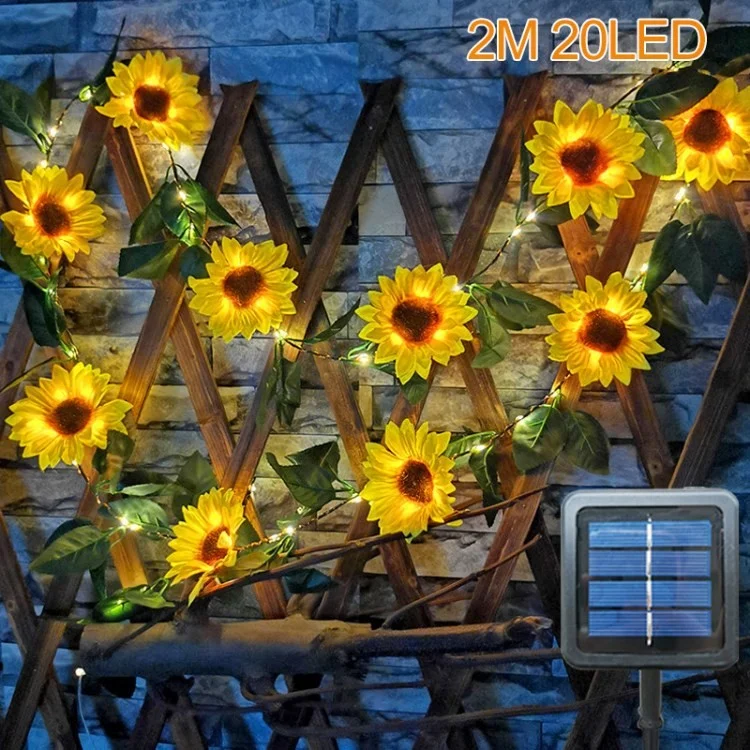 Solar String Light Artificial Sunflower Garland Fairy String Light for Garden Yard Porch Home Party Decor - 2m 20 - LED