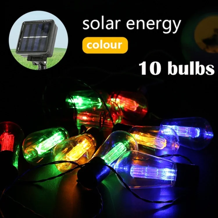 LED Solar String Lights Retro Fairy Lights Outdoor Decoration Lighting for Garden Patio Party, Weddings, Christmas Decor - Colorful Light / Solar (3.5m 10 - LED)