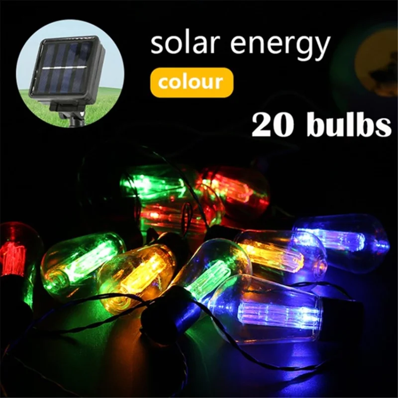 Luzes Solares LED Luzes de Fadas Retrô Iluminação de Decoração ao ar Livre Para Festa do Pátio de Jardim, Casamentos, Decoração de Natal - Luz Colorida / Solar (5m 20 - Conduziu)