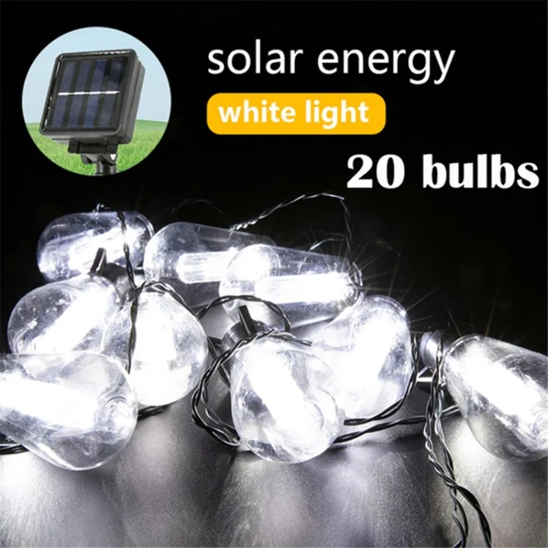 Luci a Corde Solari a LED Luci da Fata Retrò Illuminazione Decorazione da Esterno Per Giardino Festa, Matrimoni, Arredamento Natalizio - Luce Bianca / Solare (5m 20 - Portato)
